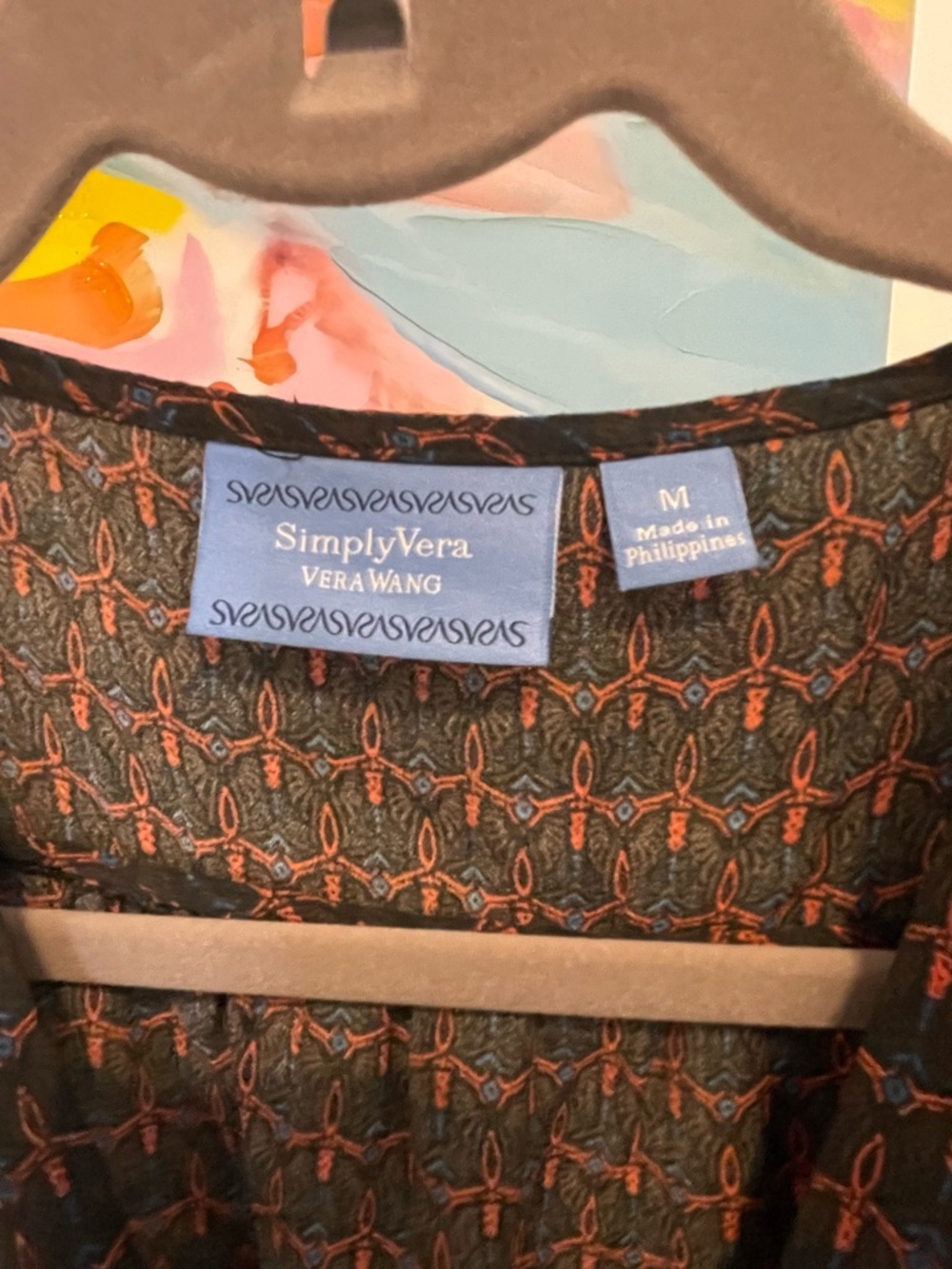 Simply Vera Vera Wang Brown Patterned Sleeveless Midi Dress Medium - Picture 2 of 7